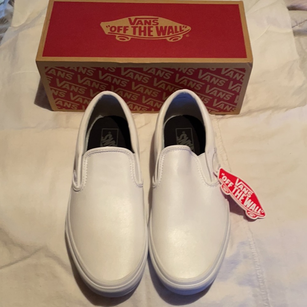 Vans classic tumble true white slip on's new in box